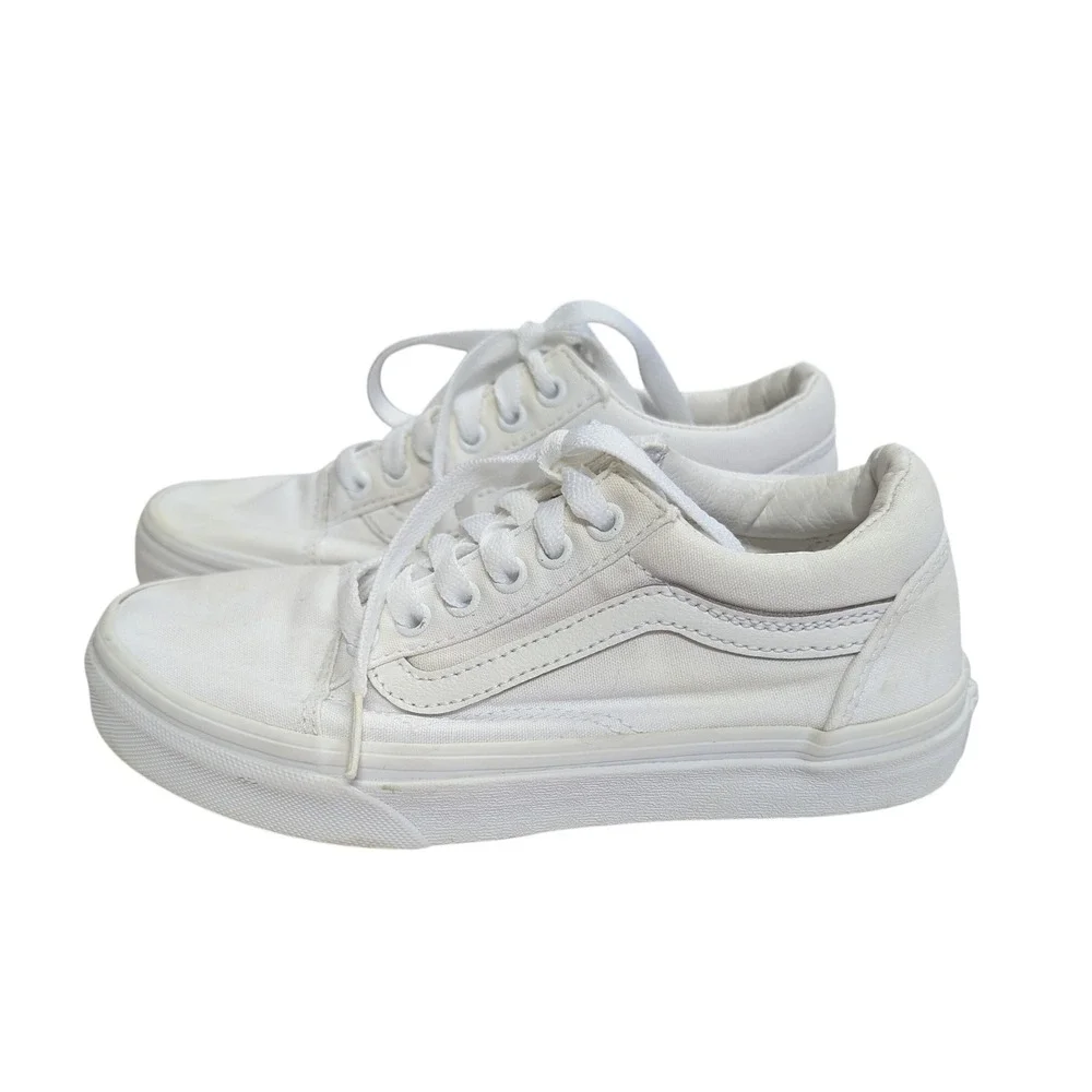 VANS Old Skool True White Sneakers Low Top Canvas‎ Skate Shoe Unisex Kids 3